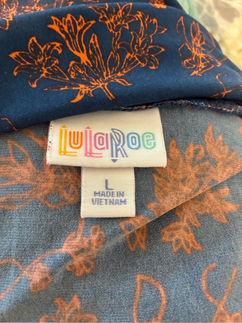 LuLaRoe Navy Maxi Skirt with Rust Floral Print - Picture 2 of 5